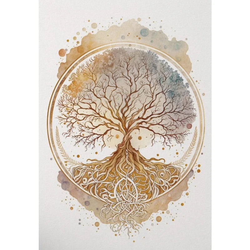 Buddha Lotus & Tree of Life Boho Canvas Wall Art – Meditation Poster